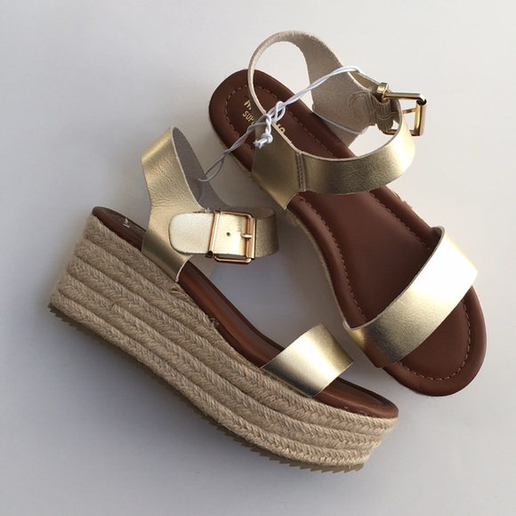 gold espadrille platform sandals